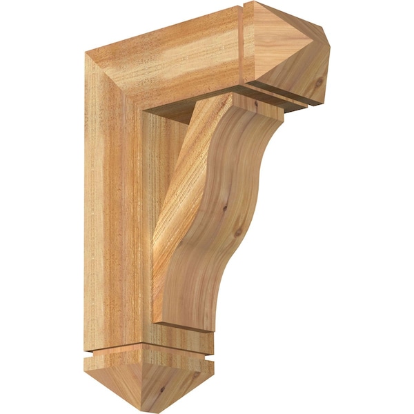 Ekena Millwork Funston Arts and Crafts Rough Sawn Bracket w/ Offset Brace, Western Red Cedar, 8"W x 20"D x 28"H BKT0806X20X28FST03RWR - main